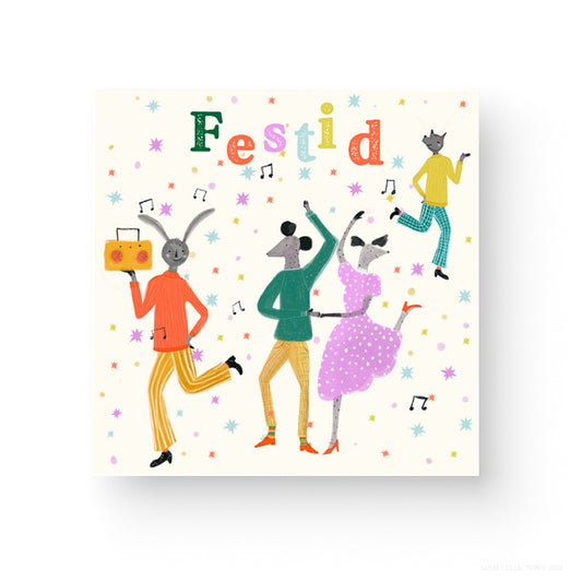 Party Invite-Swedish Pack of 10 Square Folded Cards illustrated by Susse Linton